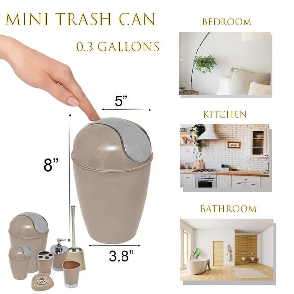 Mini Trash Can for Countertop 0.5 Liter 0.3 Gal Chrome Lid 0.3 Gal