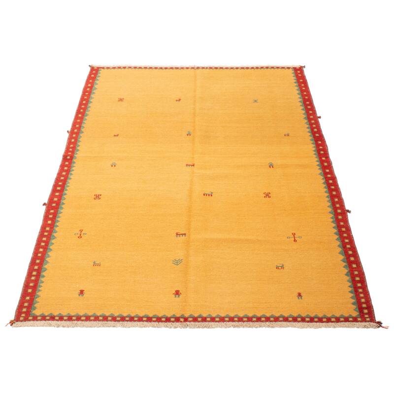 ECARPETGALLERY Flat-Weave Kashkuli Light Orange Wool Tapestry Kilim - 5'4 x 7'5
