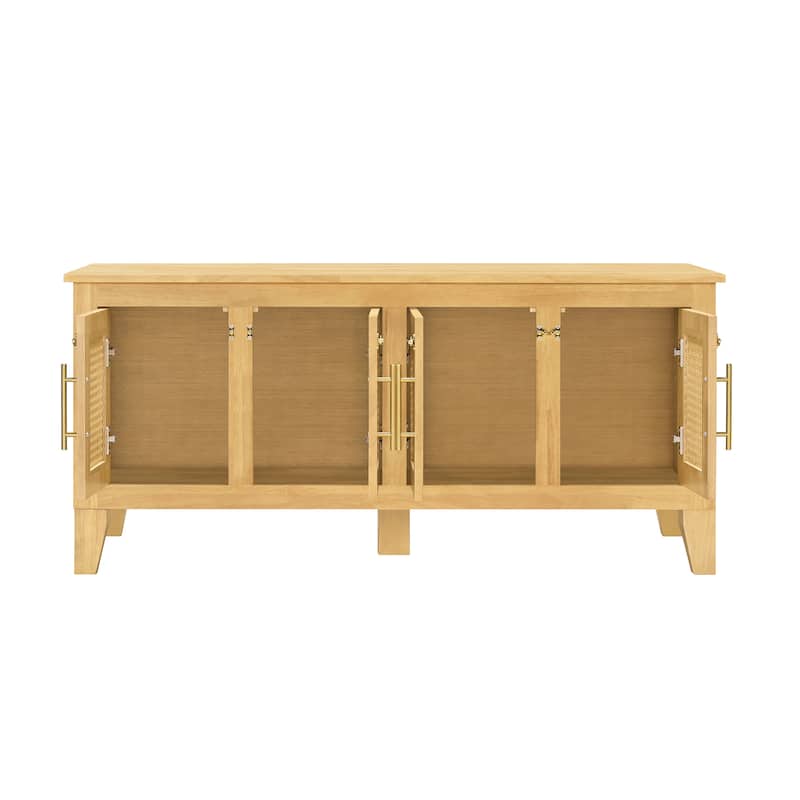 Christopher Knight Home - 47"W Rubber Wood Dog Crate Cabinet with Rattan Doors & Storage