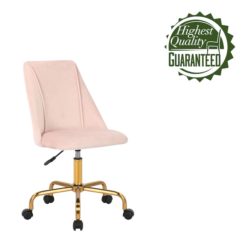 Porthos Home Caia Armless Office Chair, Velvet, Gold Metal Legs