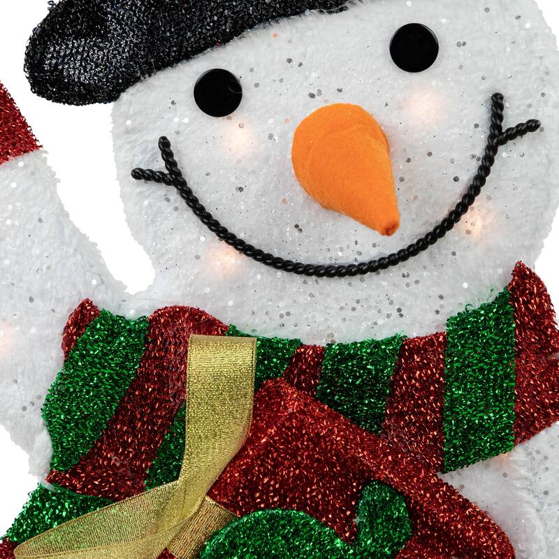 Lighted Waving Snowman Outdoor Christmas Decoration - 32" - Clear Lights - White