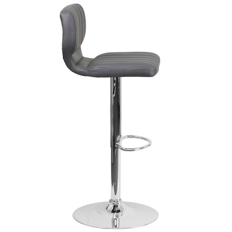Contemporary Chrome Adjustable Bar Stool - 16.5"W x 19"D x 34.5" - 43"H