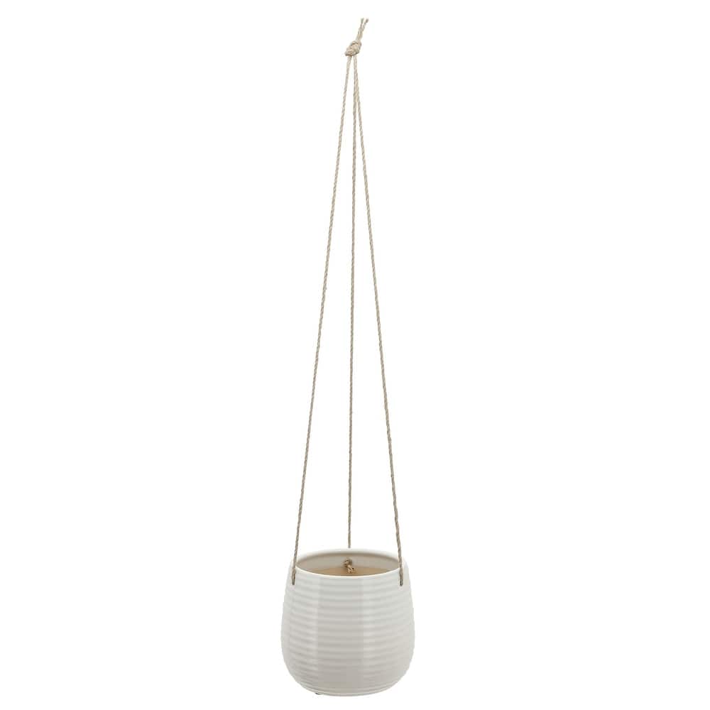 Sagebrook Home Neutral Textured Ceramic Hanging Planter