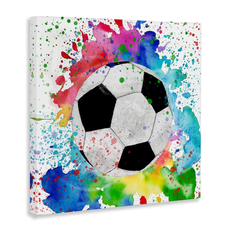 Stupell Vivid Splash & Soccer Ball Canvas Wall Art Design By Kim Allen