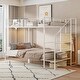 preview thumbnail 2 of 15, Twin Over Full Metal Bunk Bed with Wire Shelving and Lateral Storage Ladder and Wardrobe