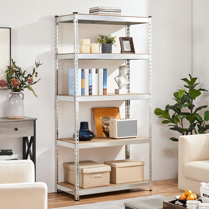 Yaheetech Metal Storage Shelving 5 Tiers Boltless Display Stand, L35.5 x W17.5 x H72 inch, Adjustable Racks