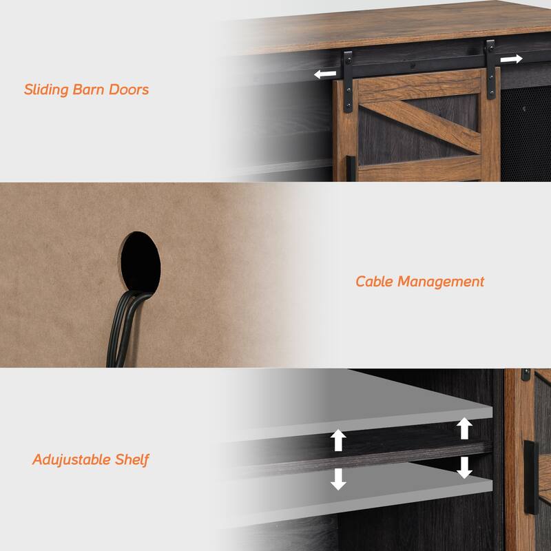 Sliding Barn Door TV Stand Cabinet, Entertainment Center for 75" TV
