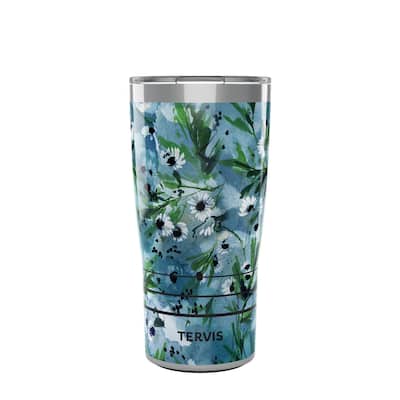 Tervis Traveler Kelly Ventura Teal Botanical Triple Walled Insulated Travel Tumbler, Stainless Steel