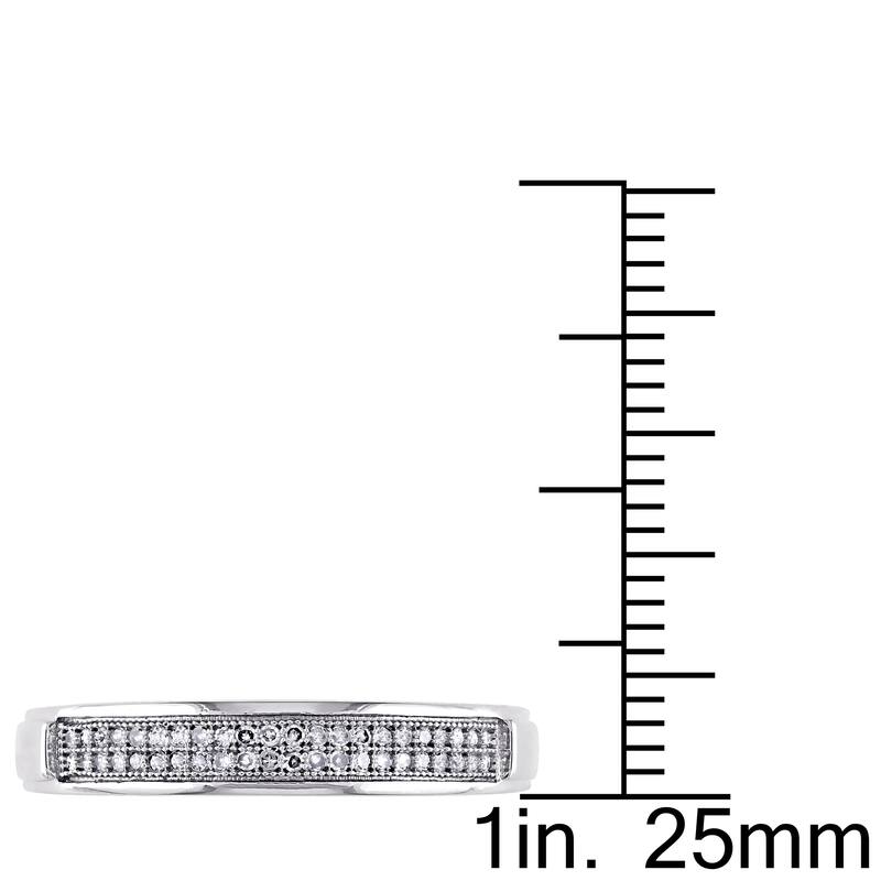 Miadora Mens 1/8 CT TW Diamond Double Row Wedding Band in 10k White Gold