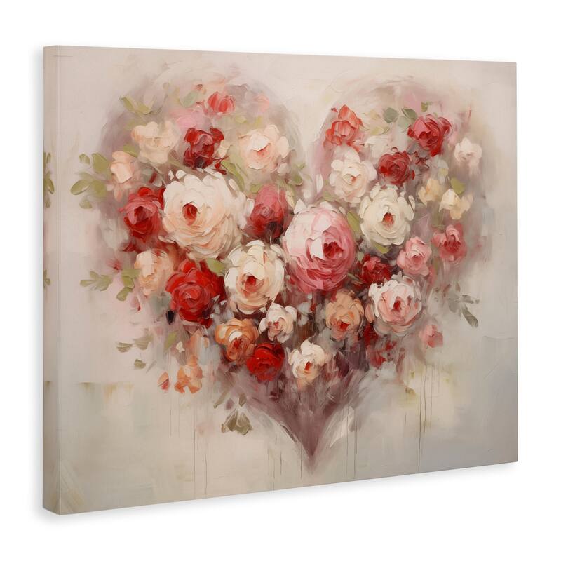 Stupell Valentine Roses Heart Canvas Wall Art Design By Arlington Prints