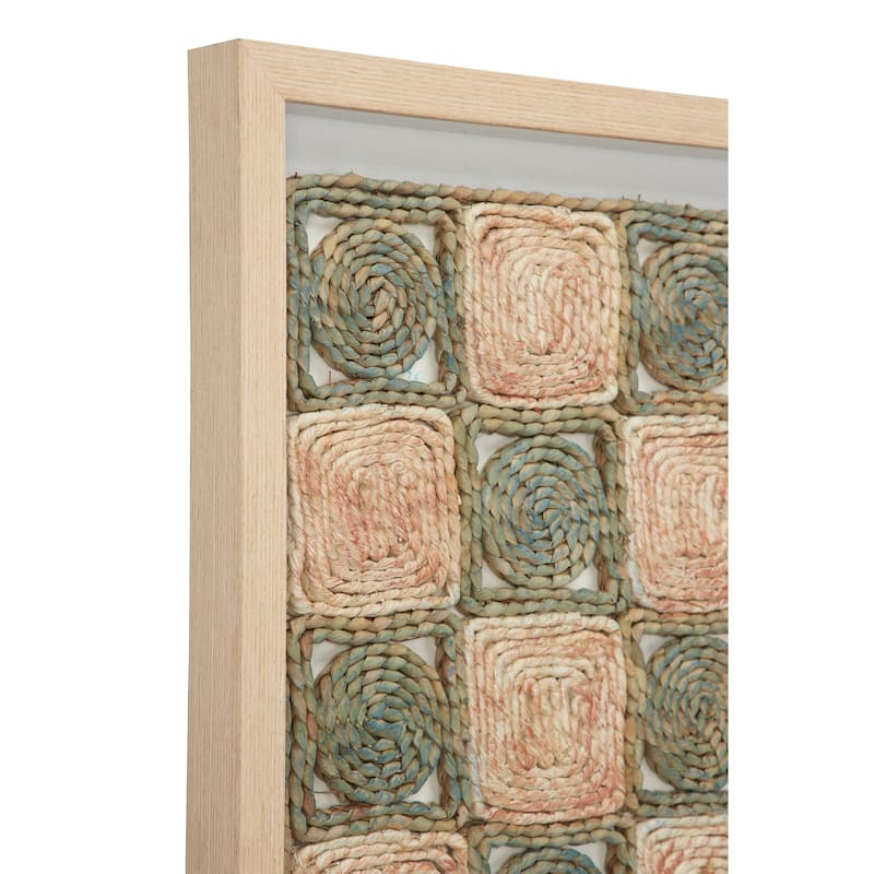 Large Rectangular Shadow Box w/ Checkerboard Rope Abstract Wall Art 18 x 30 - 18 x 2 x 30