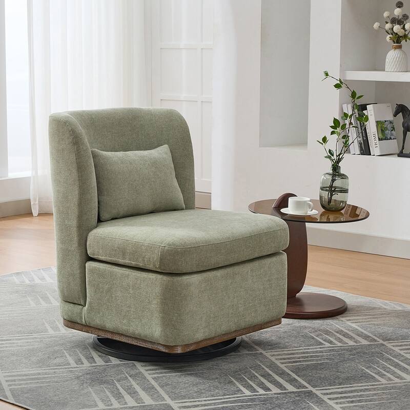25.2 "Wide Modern Chenille Cushioned Armless Metal Base 360°Swivel Chair