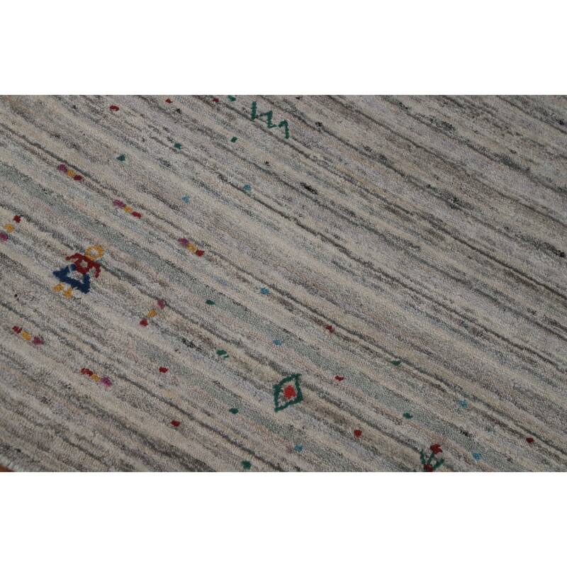 Hand Knotted Oriental 100% Wool Carpet Tribal Animal Pictorial Greys & Charcoal Gabbeh Area Rug - 9' 10'' X 8' 0''