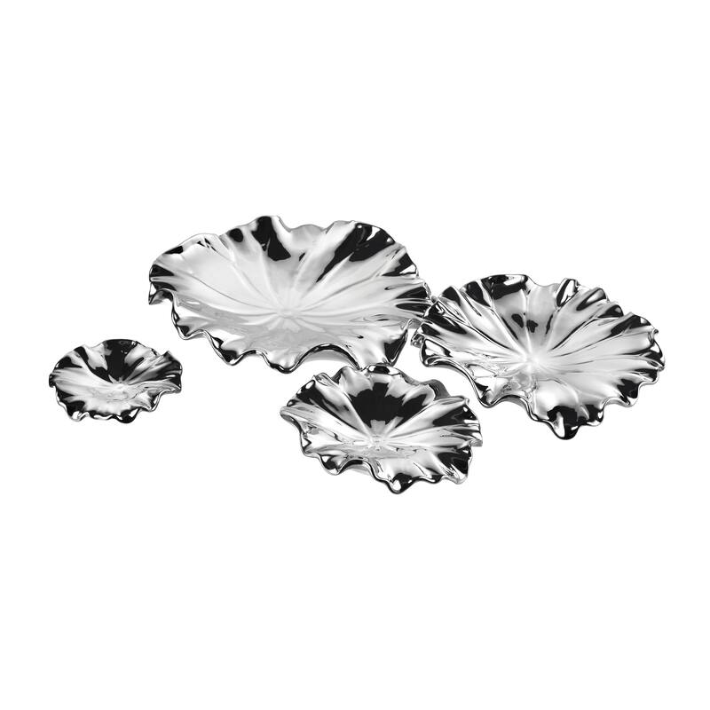 Elk Home Petal Silver Earthenware 13 Inch Wide Wall Art