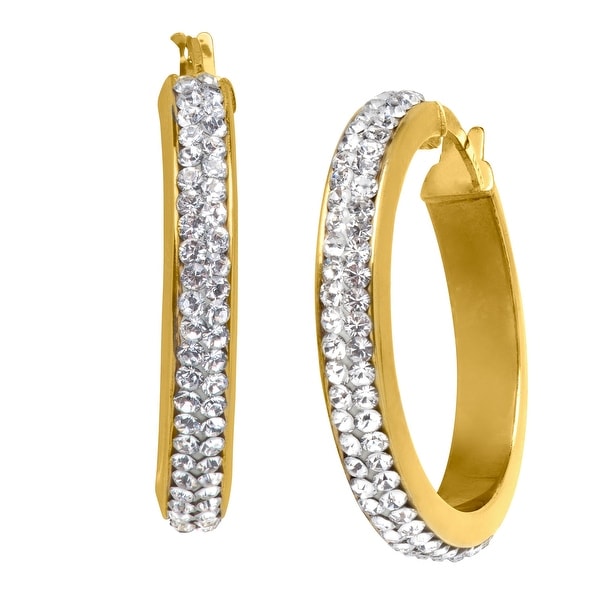 Hoop Earrings with Swarovski Crystal in 14K Gold-Bonded Sterling Silver ...
