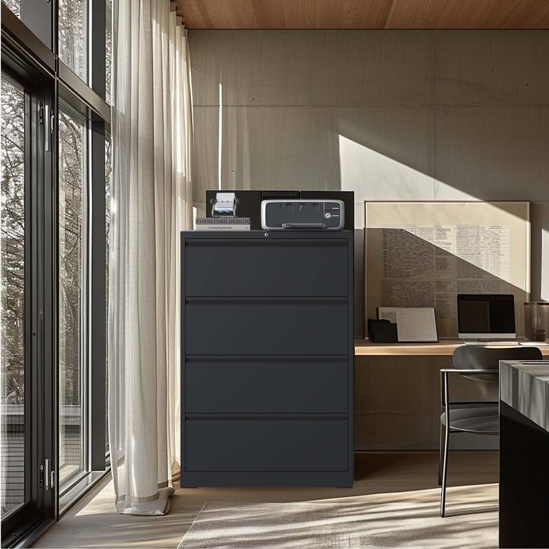 Lateral File Cabinet 4 Drawer, Filing Cabinet with Lock, Lockable File Cabinet for Home Office