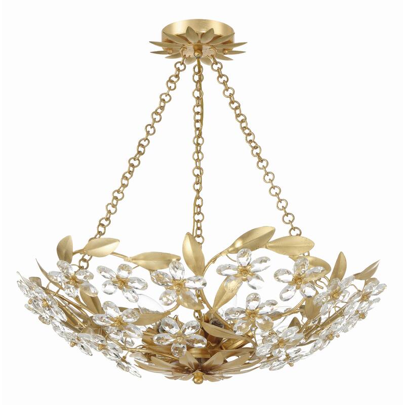 Marselle 6 Light Antique Gold Chandelier - 24"W x 6"H x 24"D