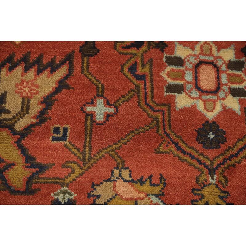 Hand-knotted Transitional Wool Carpet Orange Oushak Rug Floral Oriental Area Rug - 12' 1'' X 8' 11''