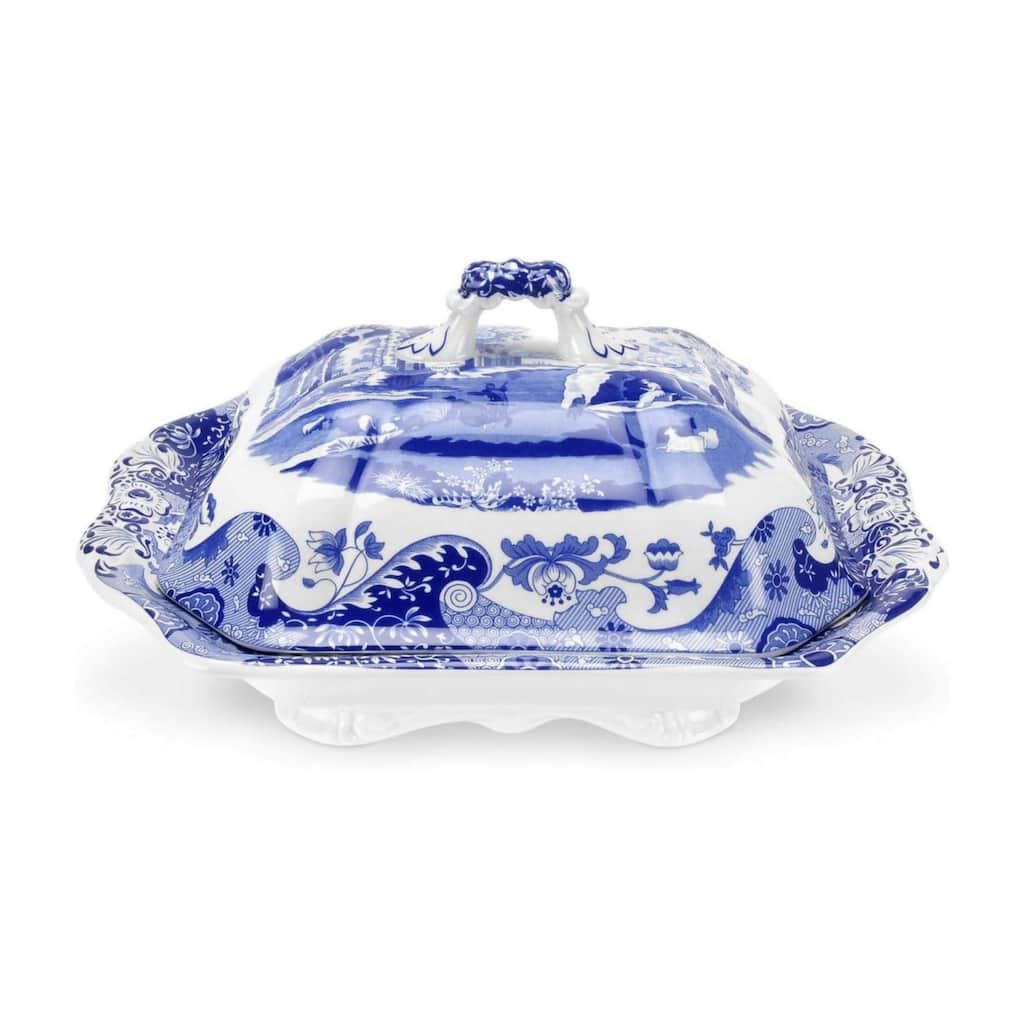 Spode Blue Italian Covered Vegetable Dish - 12 in