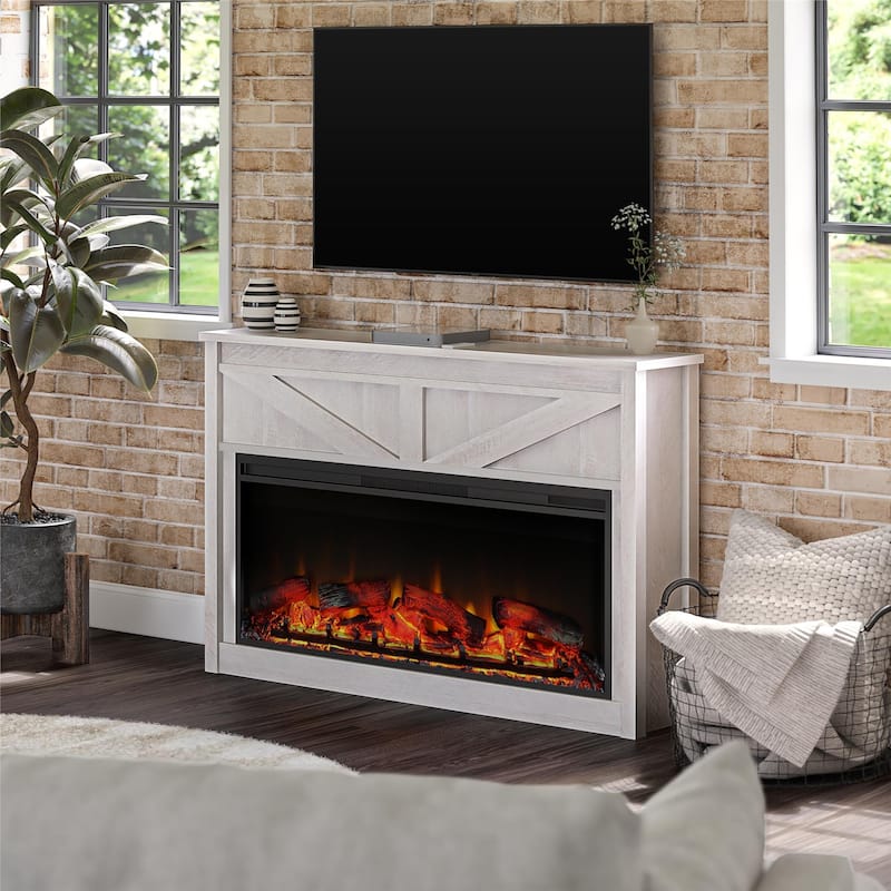 Avenue Greene Becken Ridge Wide Modern Farmhouse Mantel with Electric Fireplace