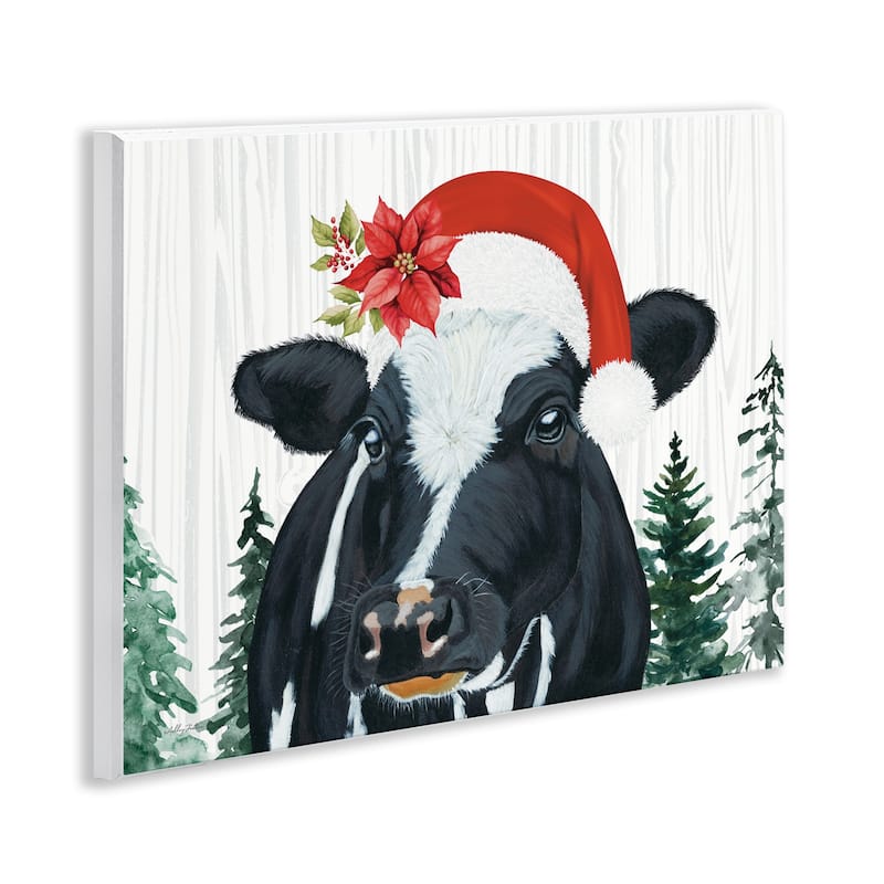 Stupell Christmas Hat Cow Portrait Wall Plaque Art Design By Ashley Justice