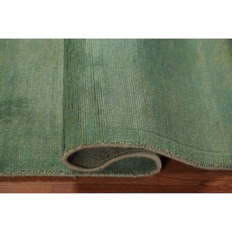 Green Gabbeh Oriental Rug Handmade Wool Carpet - 2'7" x 3'11"