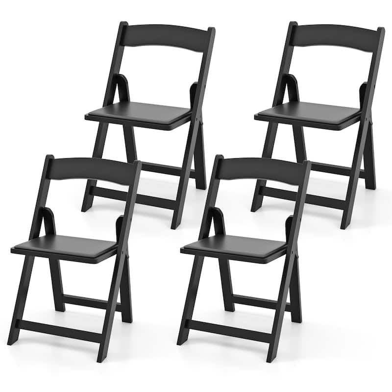 Gymax Set of 4 Dining Chairs w/ Rubber Wood Legs & Padded Seat for - Black