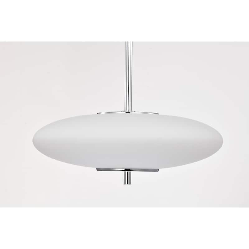 Caio Chrome Pendant Light with Oval Disk Frosted Glass Shade