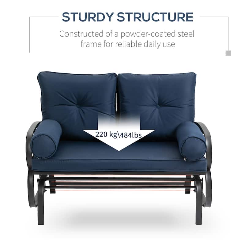 Outsunny 2-Person Outdoor Glider Bench, Patio Double Rocking Swing Loveseat with Steel Frame and Cushions