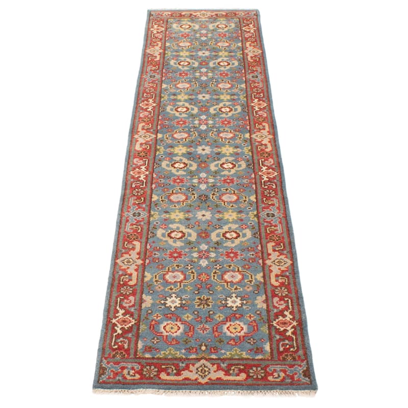 ECARPETGALLERY Hand-knotted Serapi Heritage Teal Wool Rug - 2'5 x 10'2