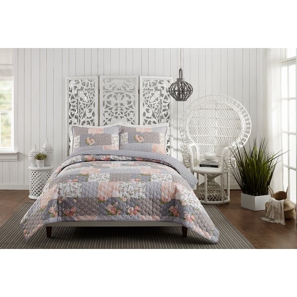 La Flor Patchwork Printed Quilt Set - King