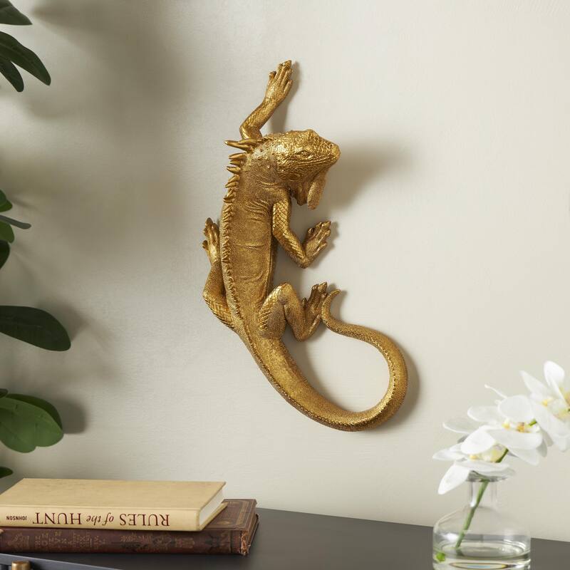 Polystone Animal Textured Climbing Home Wall Decor - Gold - Roche River Decor