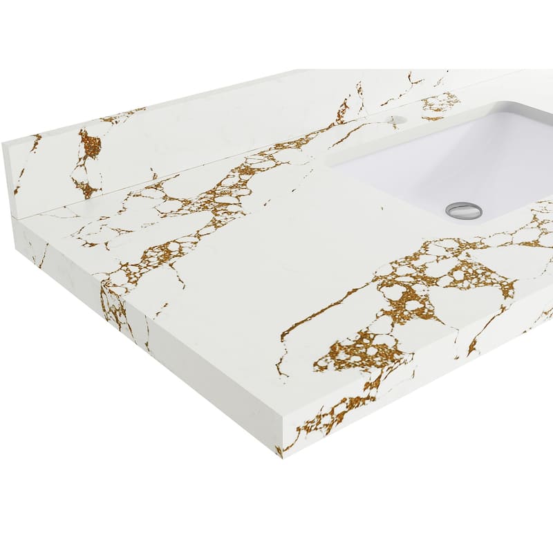 Willow Collections 36 x 22 Boston Right Offset Sink Bathroom Vanity with Quartz or Marble Countertop