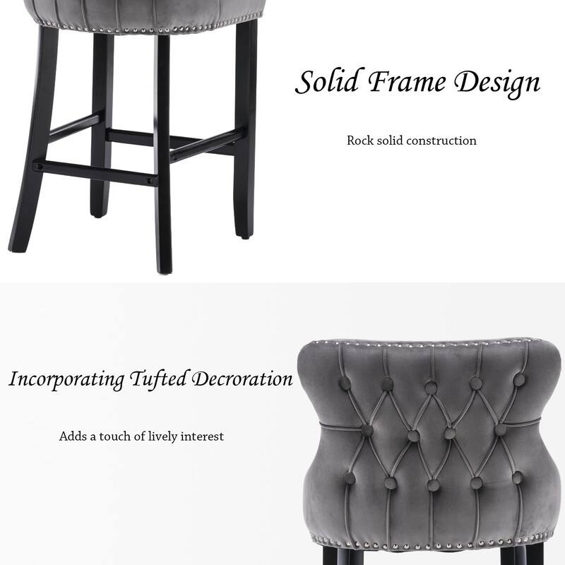 Upholstered Wing Back Bar Stools (Set of 2)