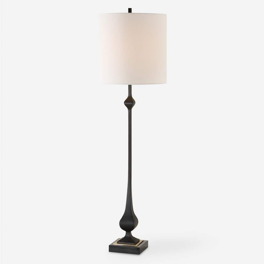 Solid Buffet Lamp with Drum Shade - 38" - Black