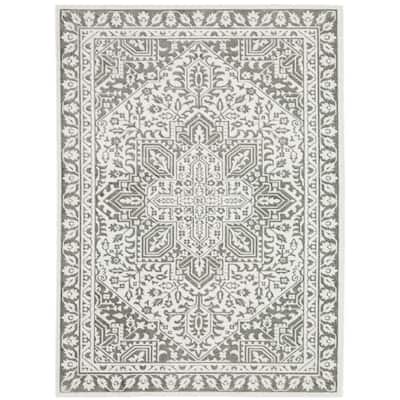 Style Haven Marciana Two-Tone Center Medallion Grey/ White Power Loom Rug