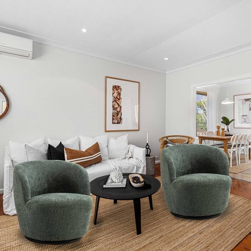 Swivel Accent Chair, Furry Round Barrel Chair