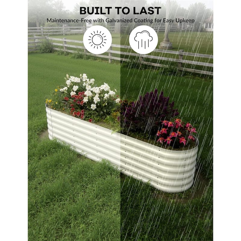 2-Pack Galvanized Steel Raised Garden Beds,Outdoor Deep Planter Box Kit with Tool