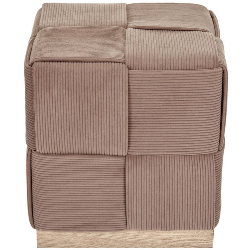 Upholstered Corduroy Square Ottoman Foot Stool Accent for Bedroom