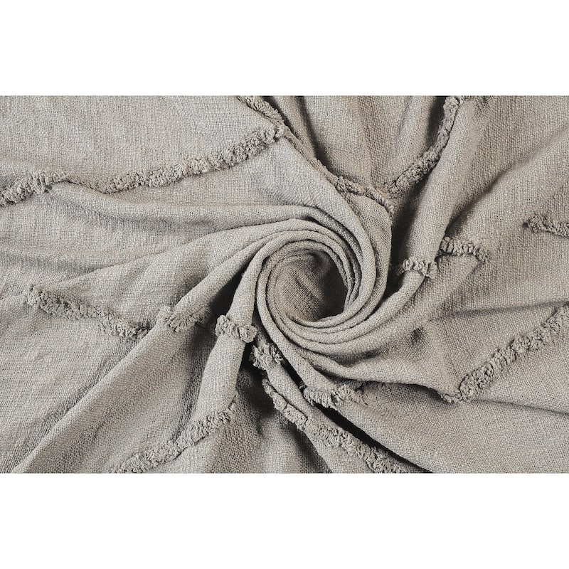 Sevita Handmade Tufted Diamonds Natural Cotton Throw Blanket