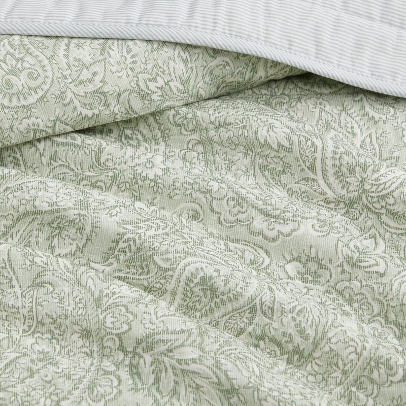 Tommy Bahama Caicos Isle Cotton Reversible Green Quilt Set