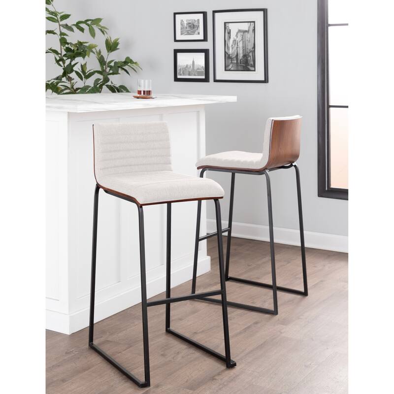 Silver Orchid Magda 30" Fixed-Height Upholstered Bar Stool (Set of 2)
