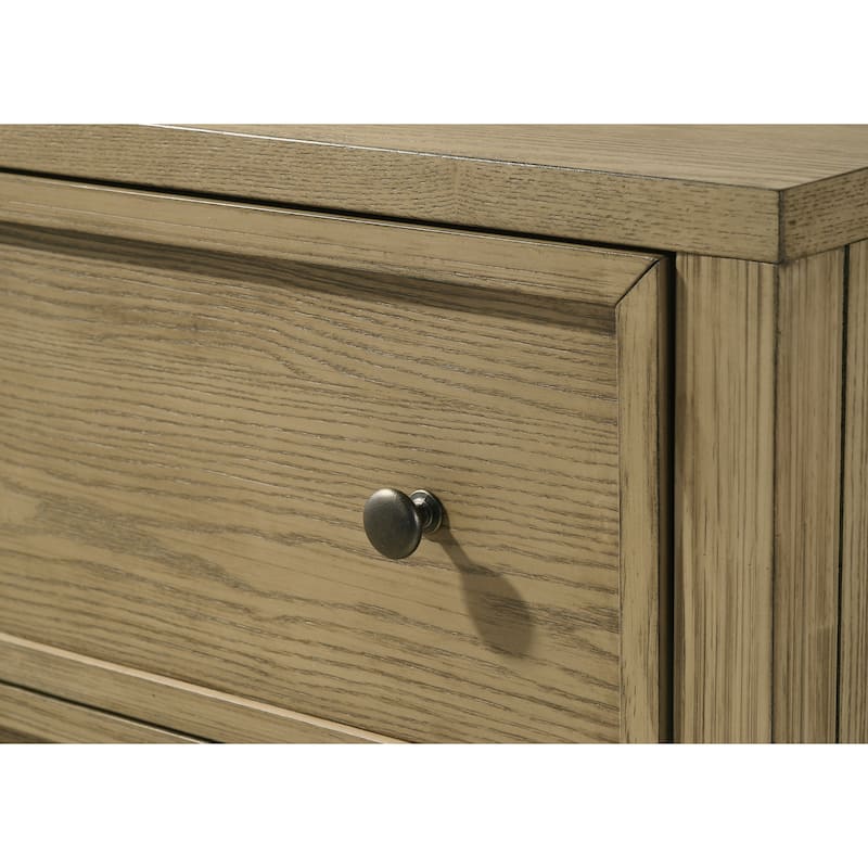 1pc Rustic 2-Drawer Nightstand with Open Shelf Wooden