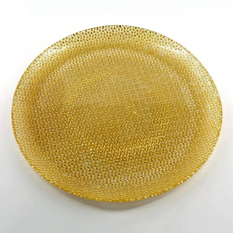 Versatile Gilded Glass Dinnerware with Pebble Pattern and Distressed Finish