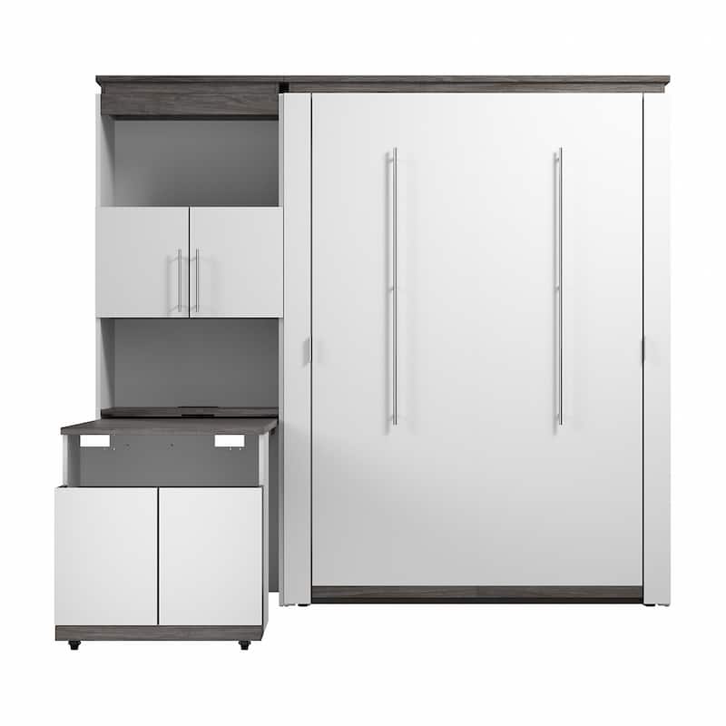 Orion Full Murphy Bed with Storage Cabinet and Fold-Out Desk by Bestar