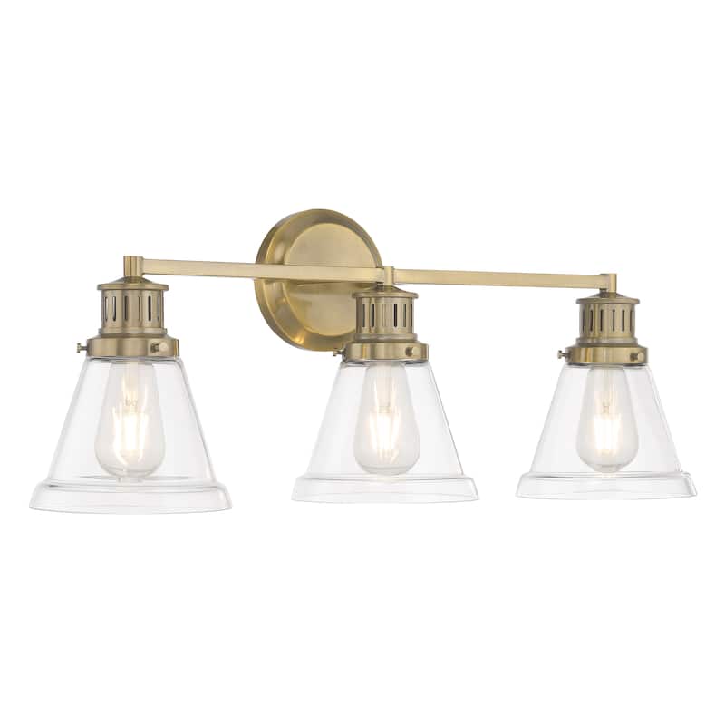 Alden 16.25-inch Wide 2-Light Vanity Light in Antique Brass with Clear Glass - 26