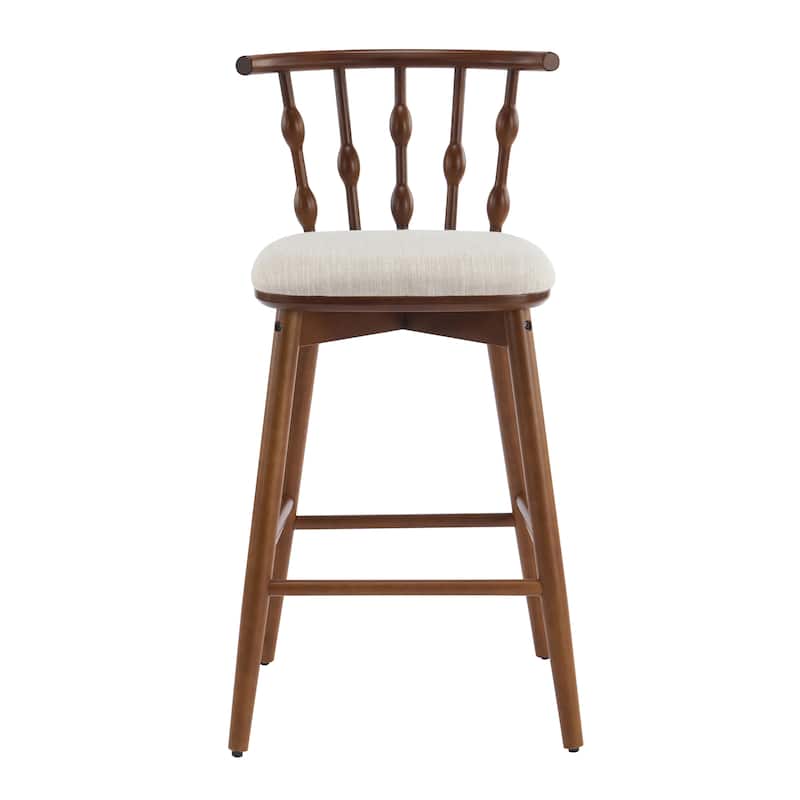 Christopher Knight Home - Leontius Bar Stool with Rubberwood Frame and Hourglass Backrest(Set of 2)