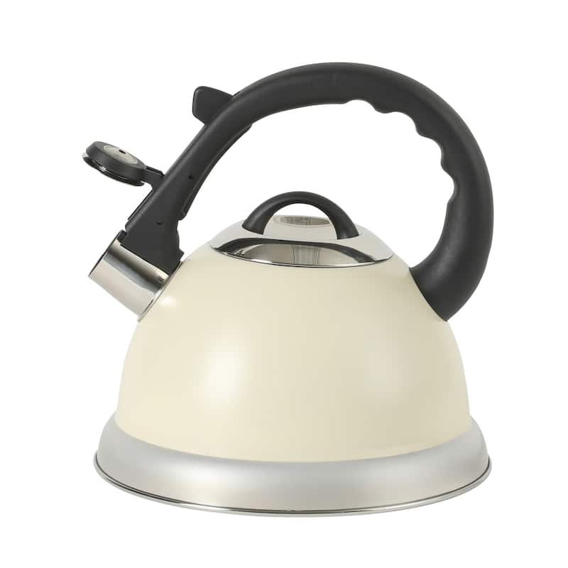 Oster Clarefield 2.4 Qt Whistling Tea Kettle with Lid, Heat-Resistant Nylon Handle and Knob, Stainless Steel Trim