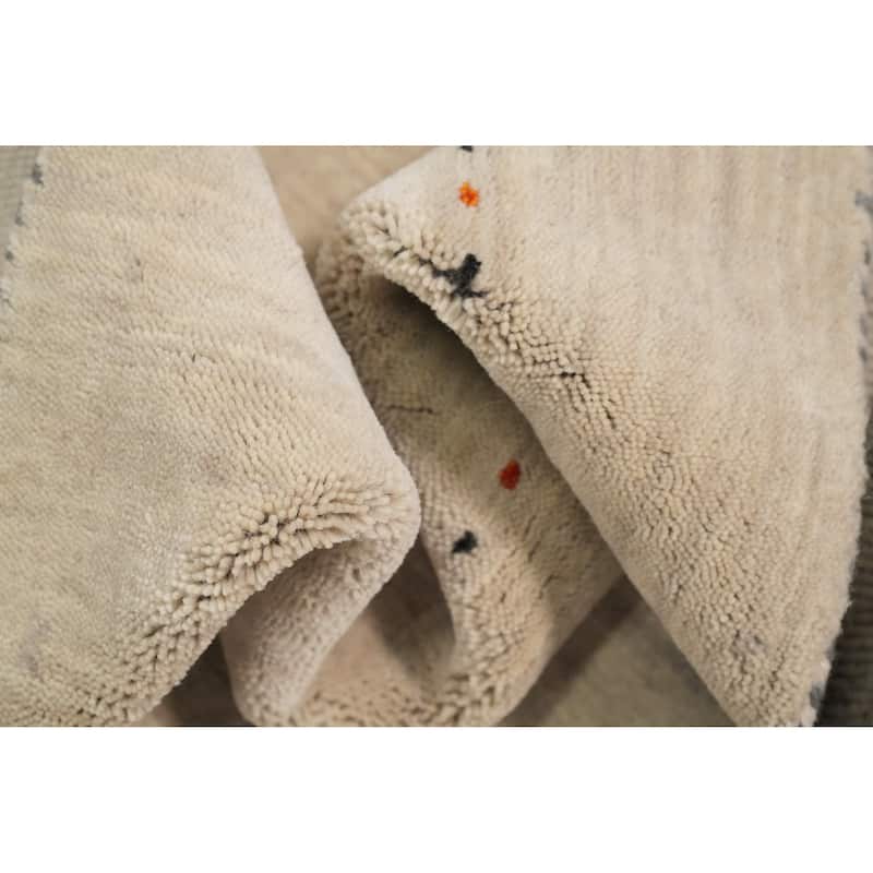 Hand Knotted Oriental 100% Wool Carpet Tribal Animal Pictorial Beige & Ivories Gabbeh Runner Rug - 11' 10'' X 4' 3''