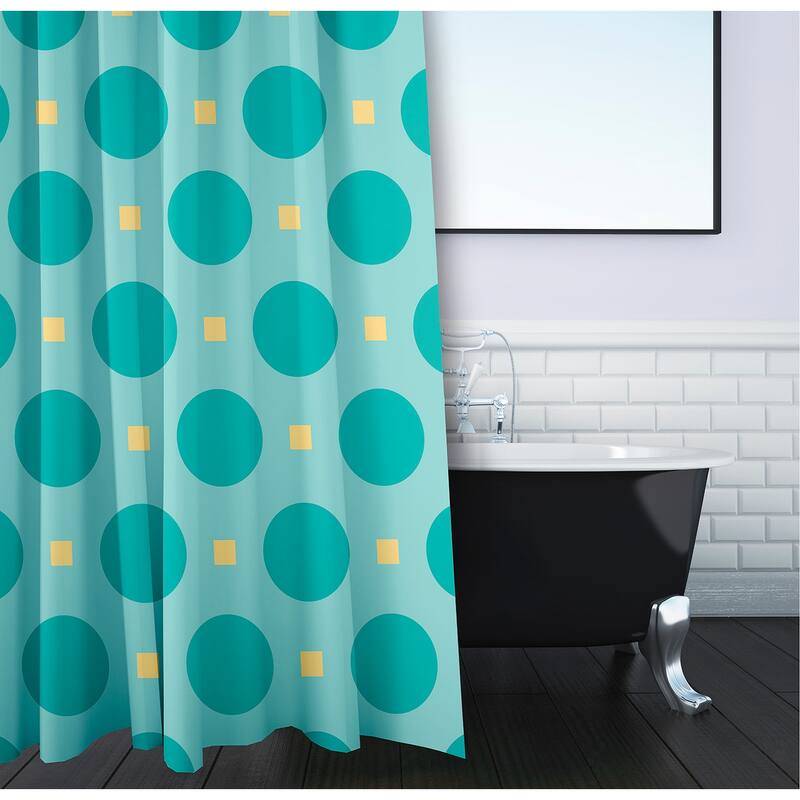 Polka-dot and Geometric Pattern Shower Curtain